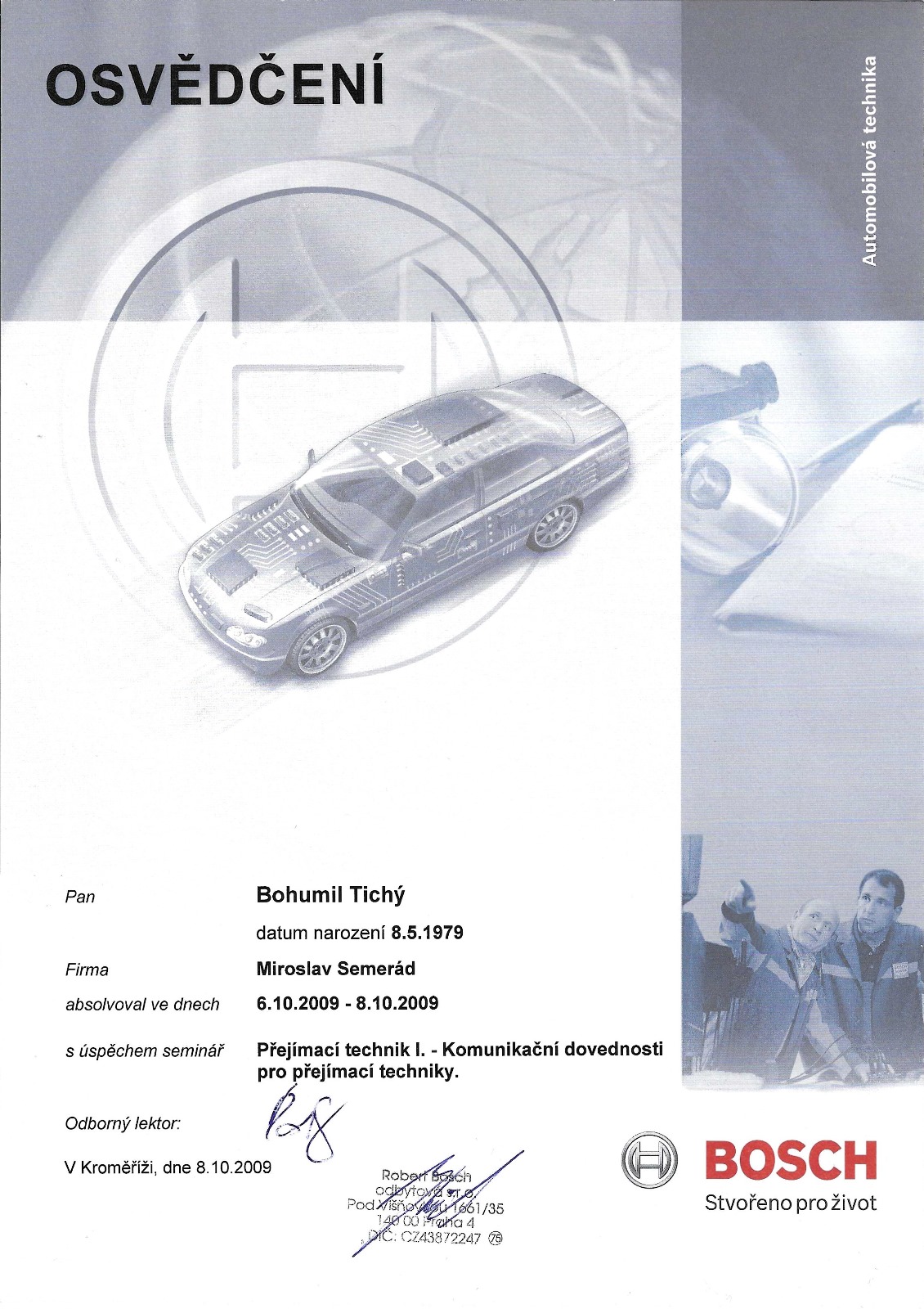 Osvědčení 2009